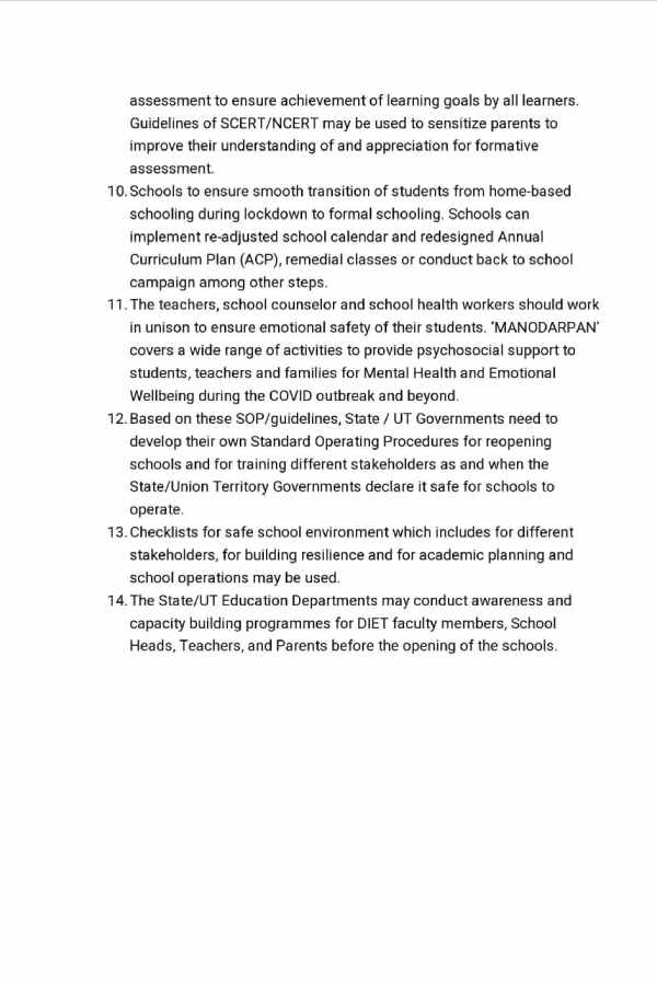 Unlock 5 0 Guidelines Schools Reopening SOP PDF In Hindi For October 2020