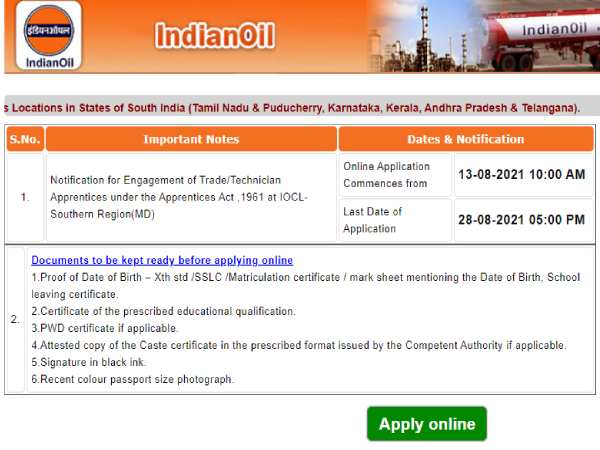 IOCL Apprentice Recruitment 2021: इंडियन ऑयल कंपनी में 10वीं पास के लिए भर्ती शुरू, 28 अगस्त तक करें IOCL Apprentice Recruitment 2021: इंडियन ऑयल कंपनी में 10वीं पास के लिए भर्ती शुरू, 28 अगस्त तक करें