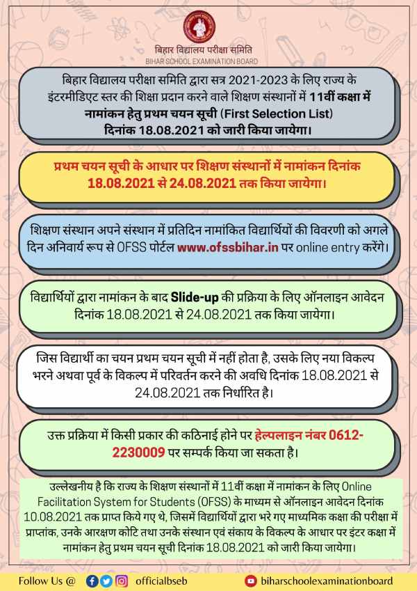 OFSS Bihar Merit List 2021 Download: बिहार इंटर मेरिट लिस्ट ofssbihar.in पर जारी, इनिमेशन लैटर कट ऑफ OFSS Bihar Merit List 2021 Download: बिहार इंटर मेरिट लिस्ट ofssbihar.in पर जारी, इनिमेशन लैटर कट ऑफ
