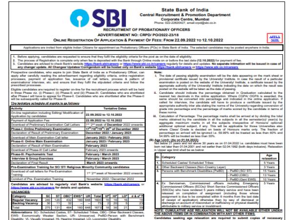 SBI PO Recruitment 2022 Application Form एसबीआई पीओ भर्ती रजिस्ट्रेशन वेतन चयन परीक्षा रिजल्ट जारी SBI PO Recruitment 2022 Application Form एसबीआई पीओ भर्ती रजिस्ट्रेशन वेतन चयन परीक्षा रिजल्ट जारी