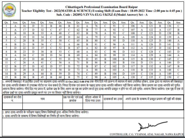 CG TET Answer Key 2022 Download Link सीजी टेट आंसर की 2022 PDF डाउनलोड करें CG TET Answer Key 2022 Download Link सीजी टेट आंसर की 2022 PDF डाउनलोड करें